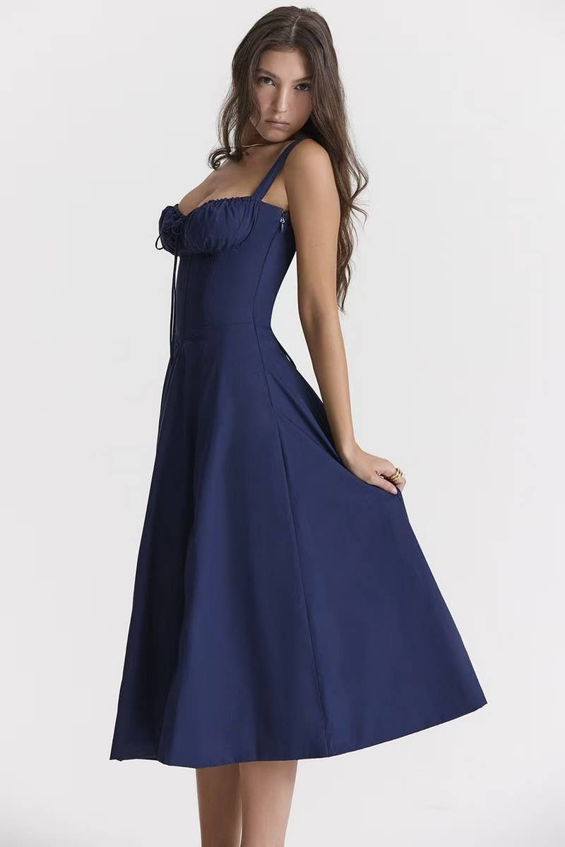 CWDMD5671_SLIM FIT WAIST SPLIT HEM MAXI DRESS