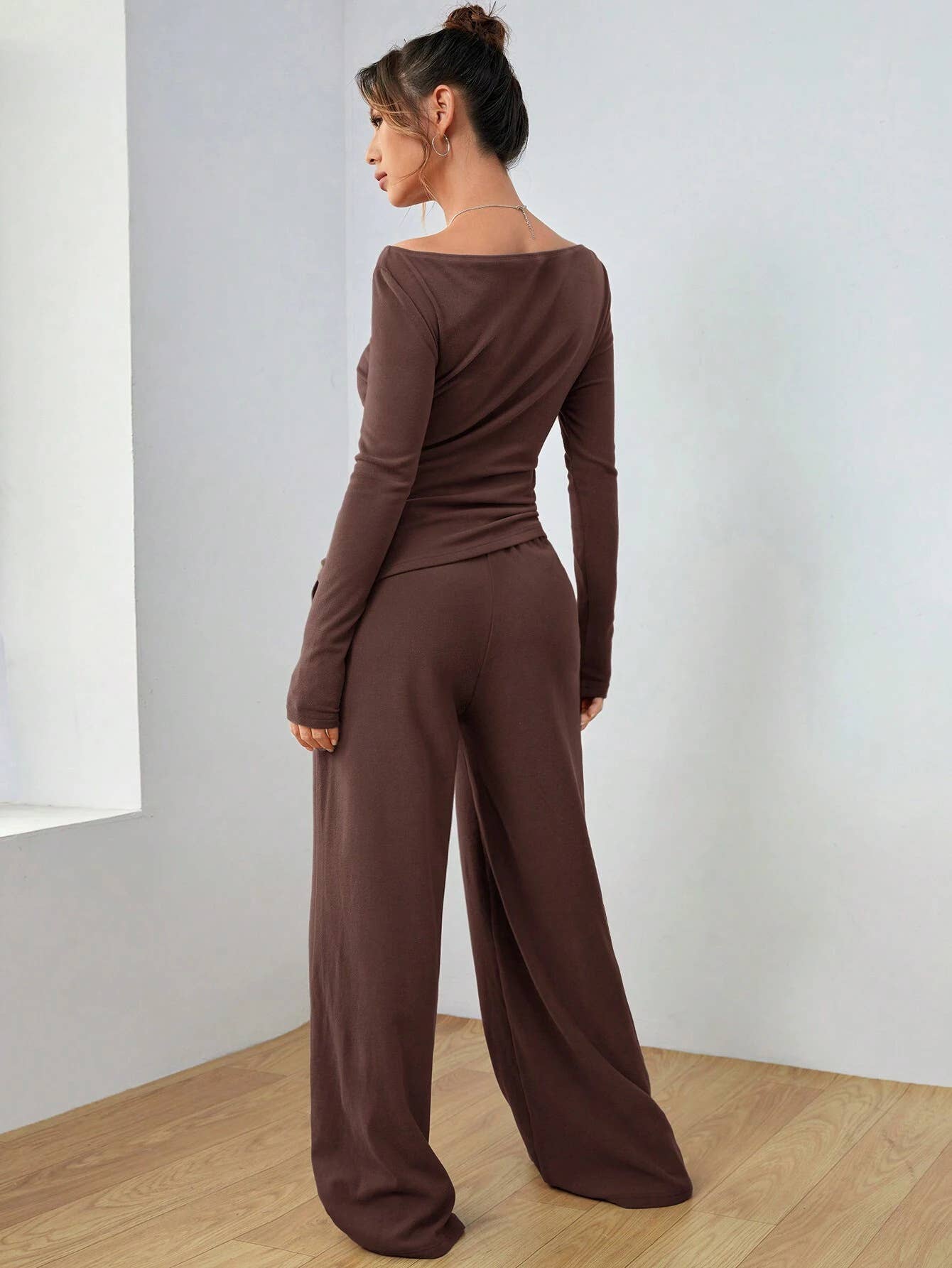 LONG-SLEEVED CASUAL WIDE-LEG PANTS TWO-PIECE SET