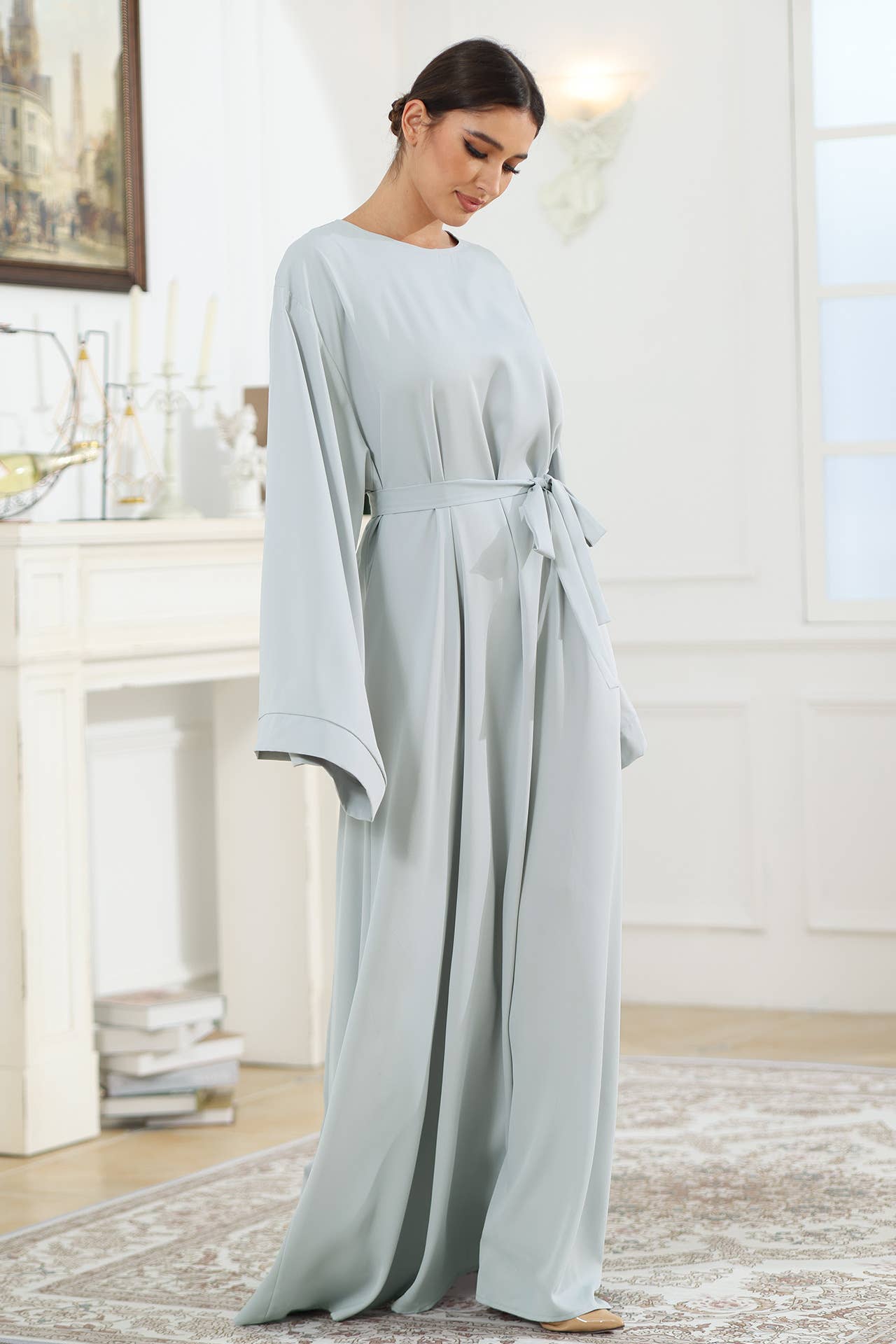 SOLID COLOR SIMPLE ABAYA CASUAL MUSLIM DRESS