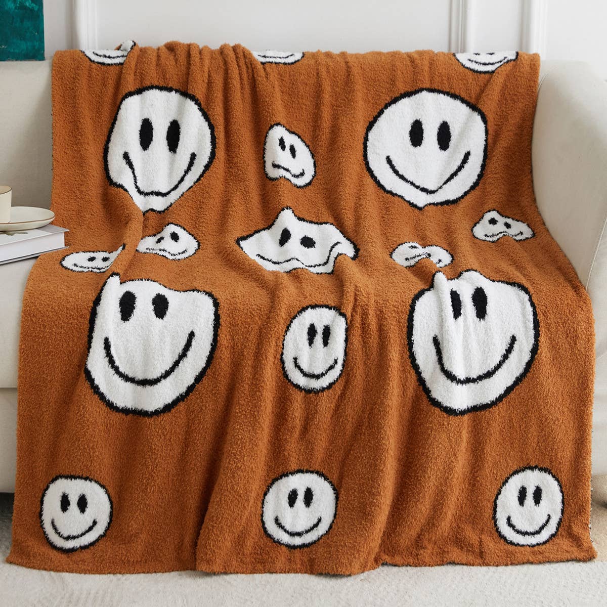 SIMPLE SMILING FACE KNITTED JACQUARD BLANKET_CWMM0324