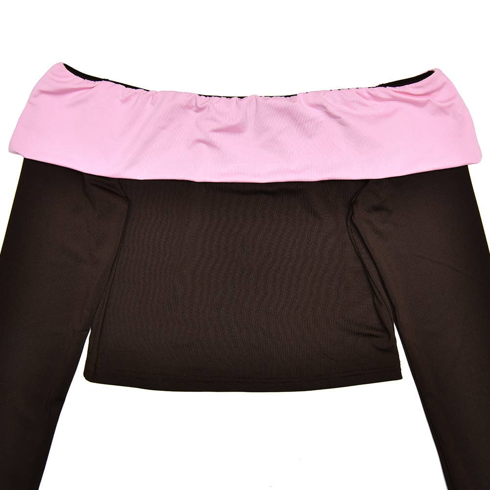 Off-the-shoulder top flared pants suit