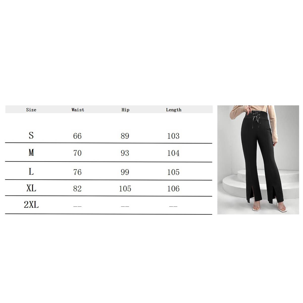 Waist strap adjustable slit micro flare pants