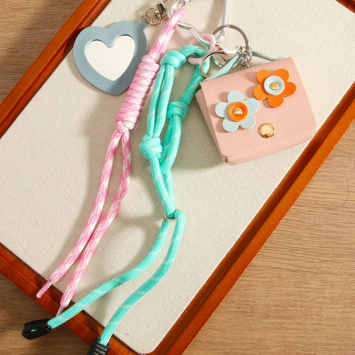 H Letter Floral Earbud Pouch Keychain