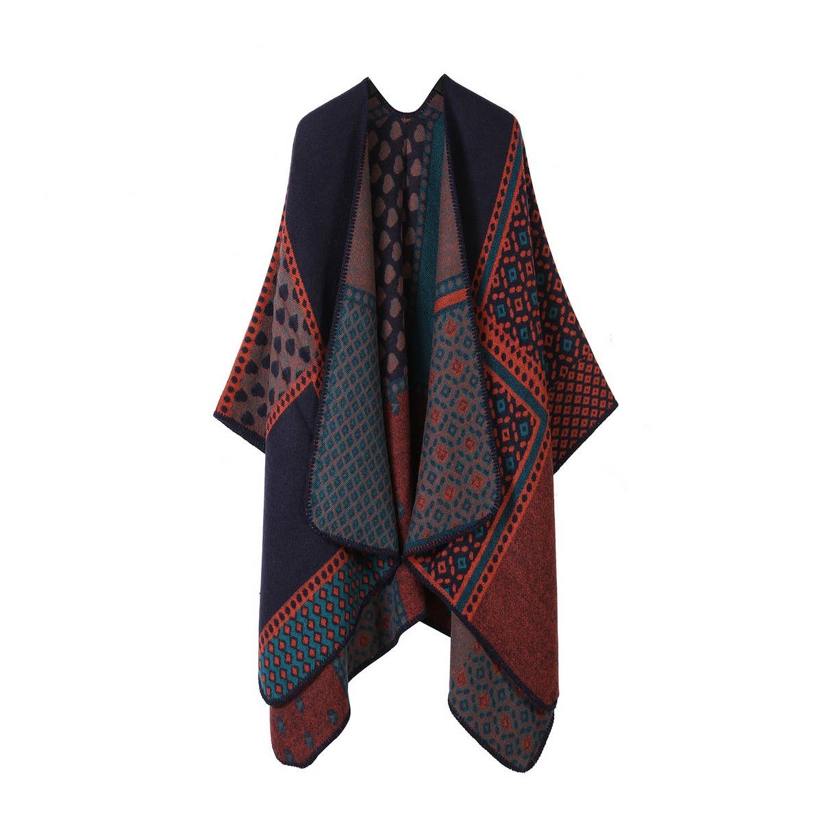 SHAWL SCARF FAUX CASHMERE SLIT CAPE