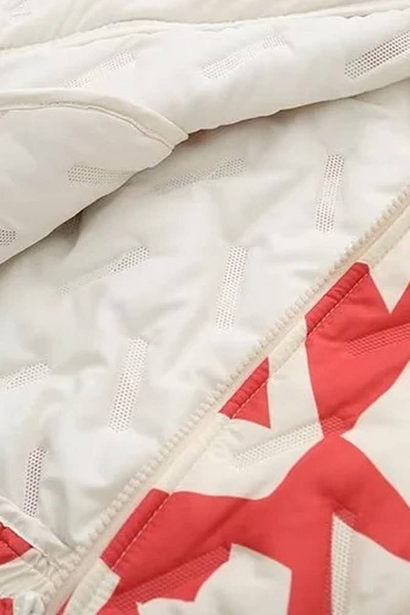 CWOCO1080_LOOSE PRINTED QUILTED ZIP-UP JACKET