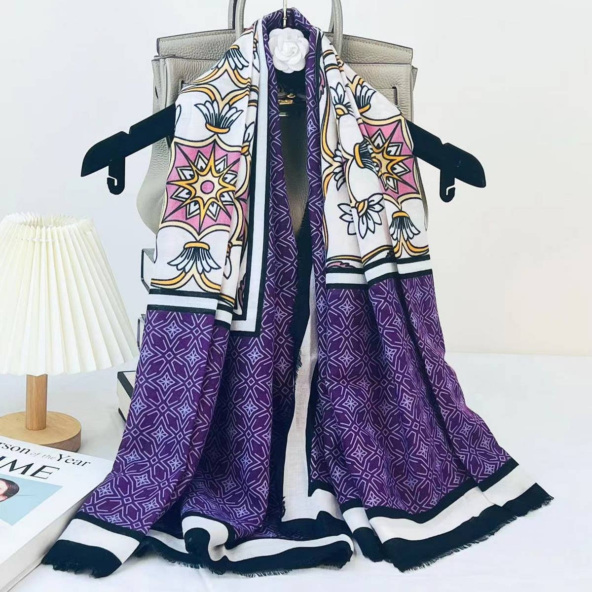 Geometric Commuter Scarf ? Large Lightweight Wrap