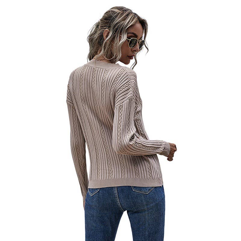 SLIMMING PULLOVER V-NECK LONG-SLEEVED SWEATER