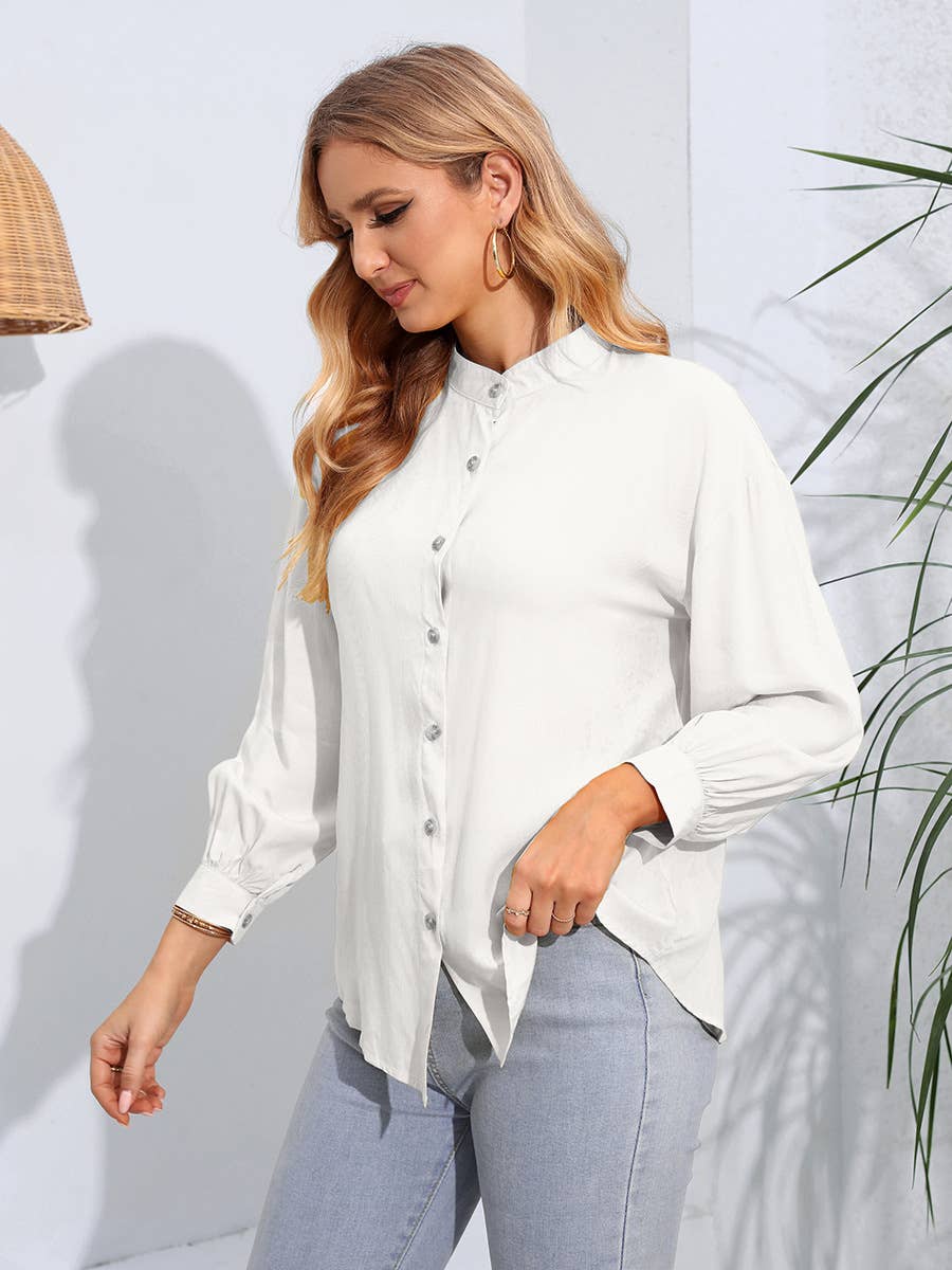 SOLID COLOR LONG SLEEVE SHIRT CARDIGAN TOP