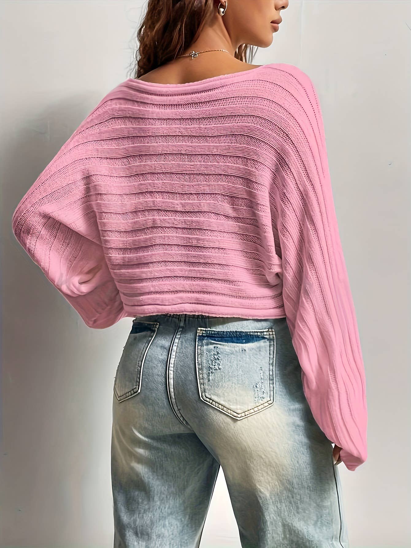 Versatile solid color loose knitted sweater