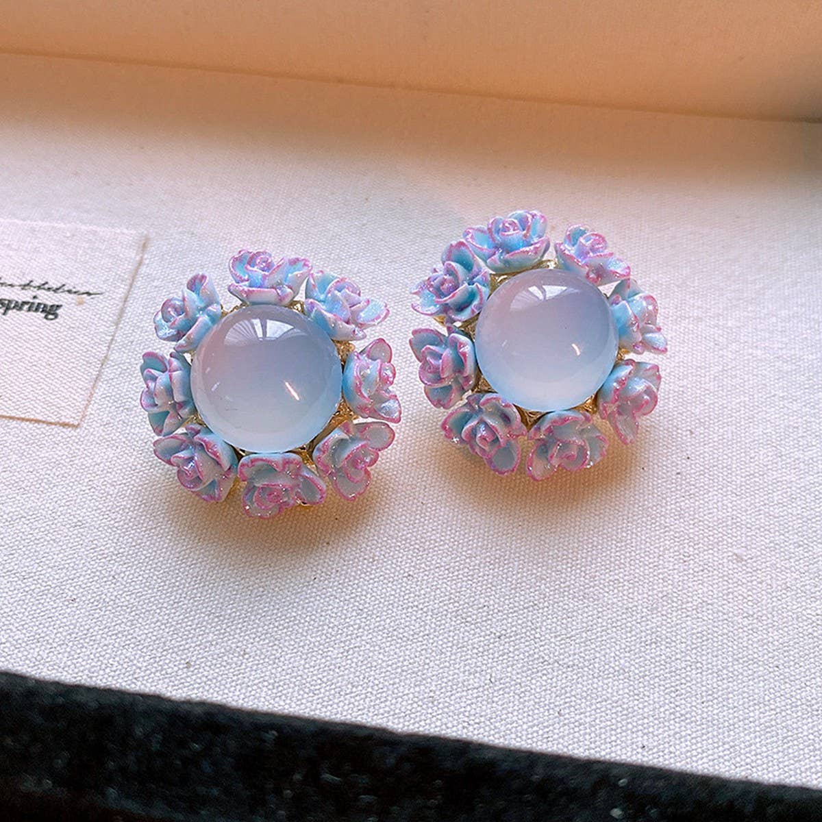SWEET GIRLY ROUND FLOWER EARRINGS