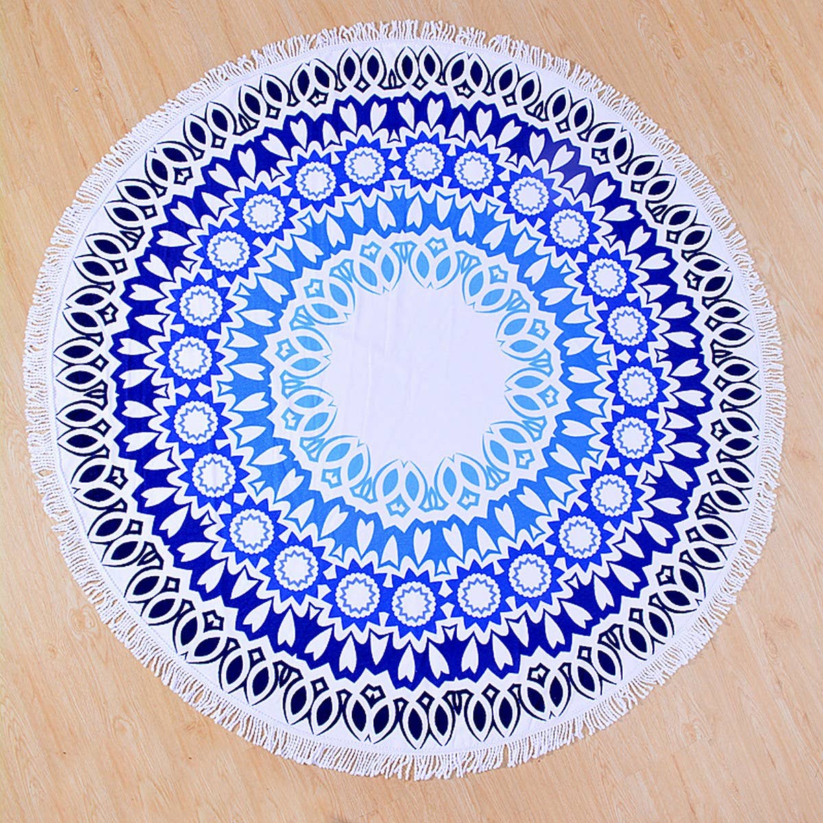 Round Microfiber Tassel Beach Towel Blanket