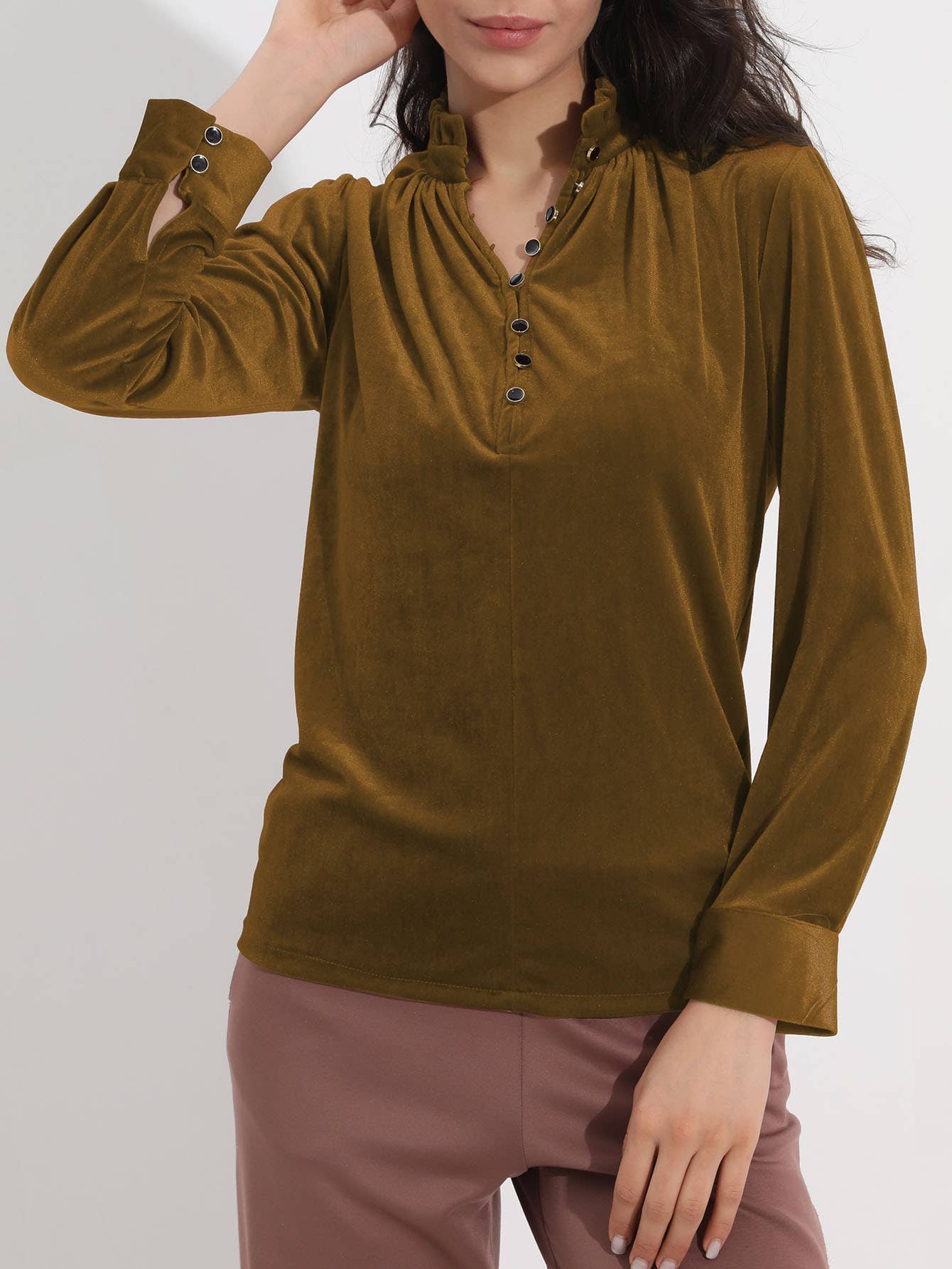 SEXY V-NECK LONG SLEEVE SHIRT IN CANARY