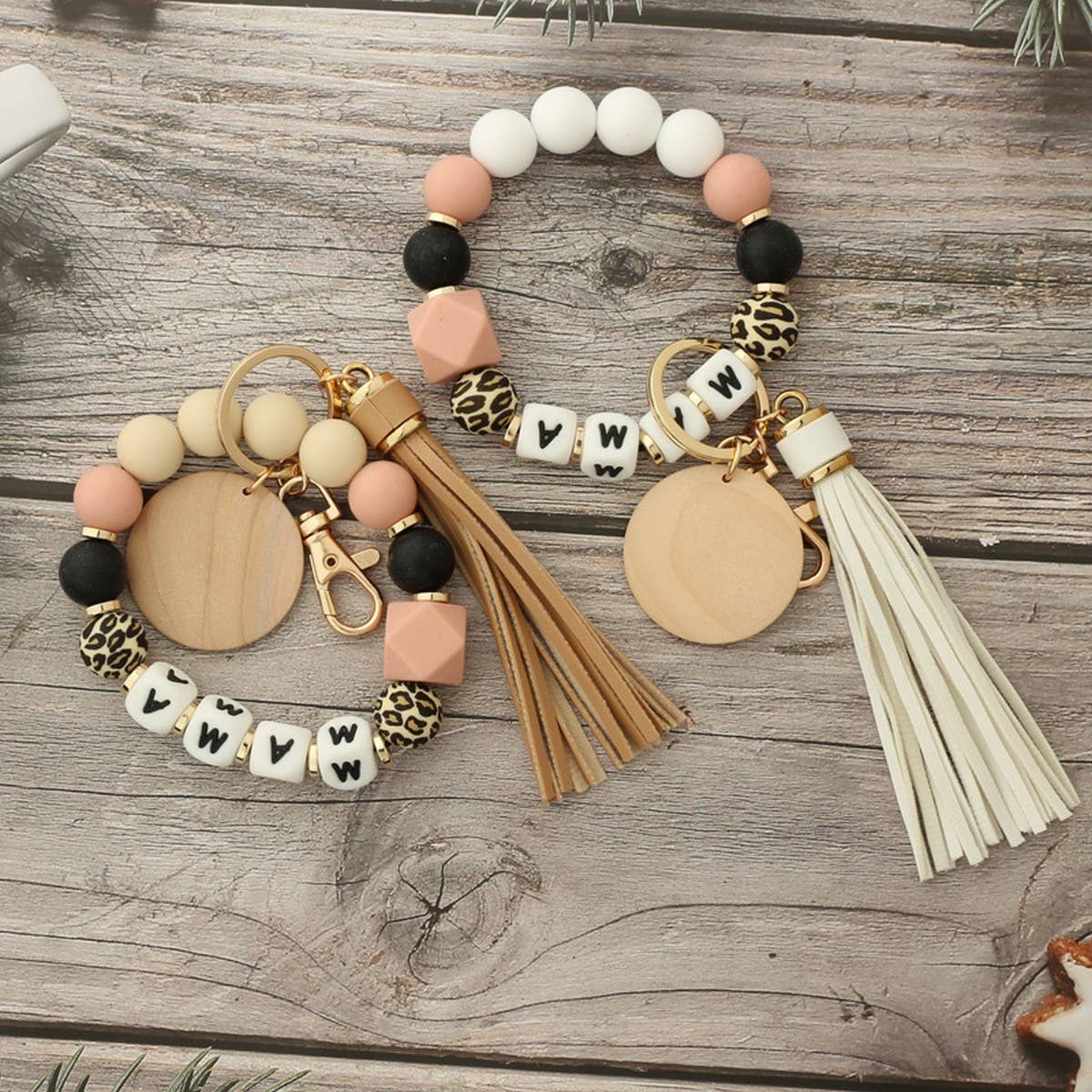 Silicone Bead Bracelet Keychain for Women