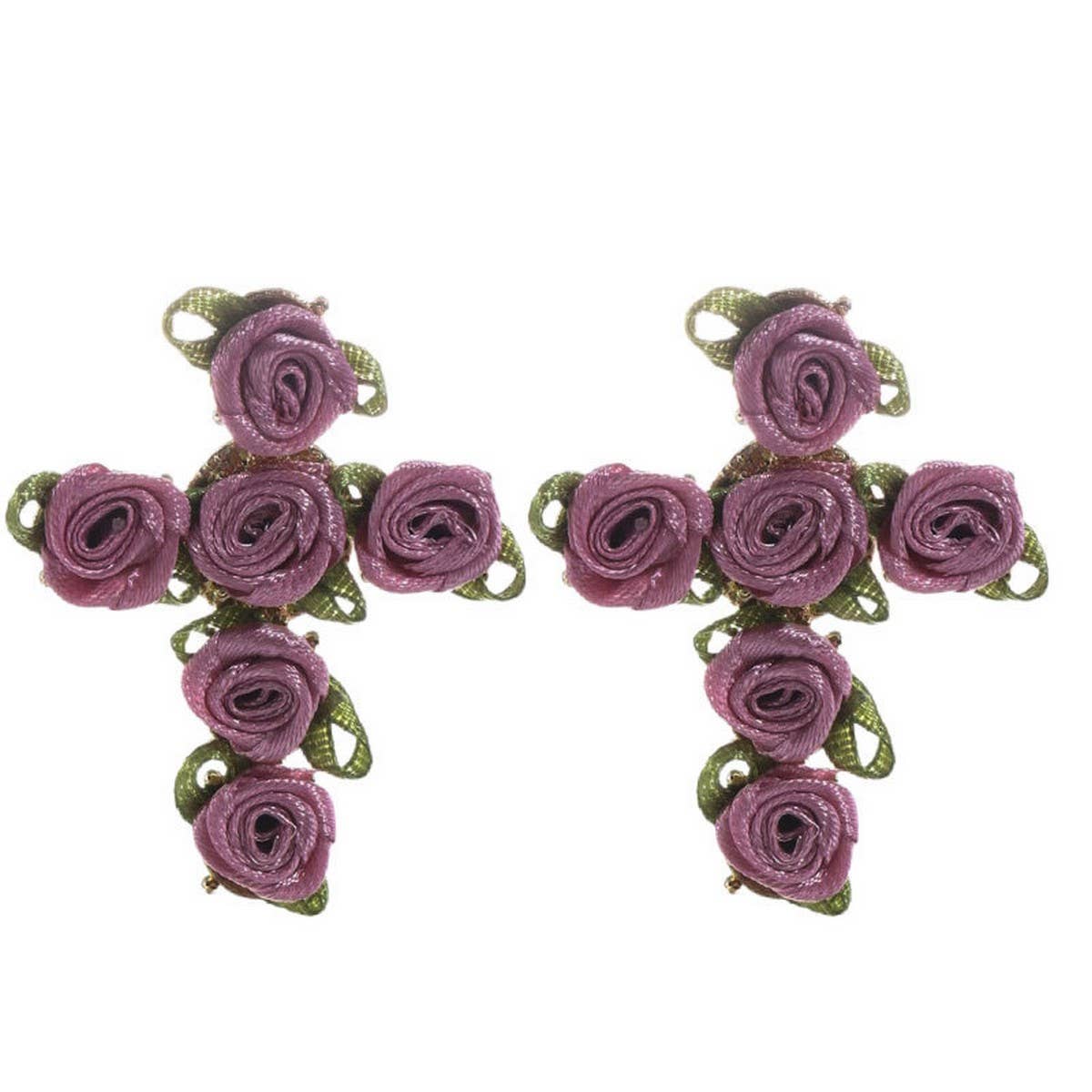 Handmade Fabric Flower Cross Earrings ? Chic Look