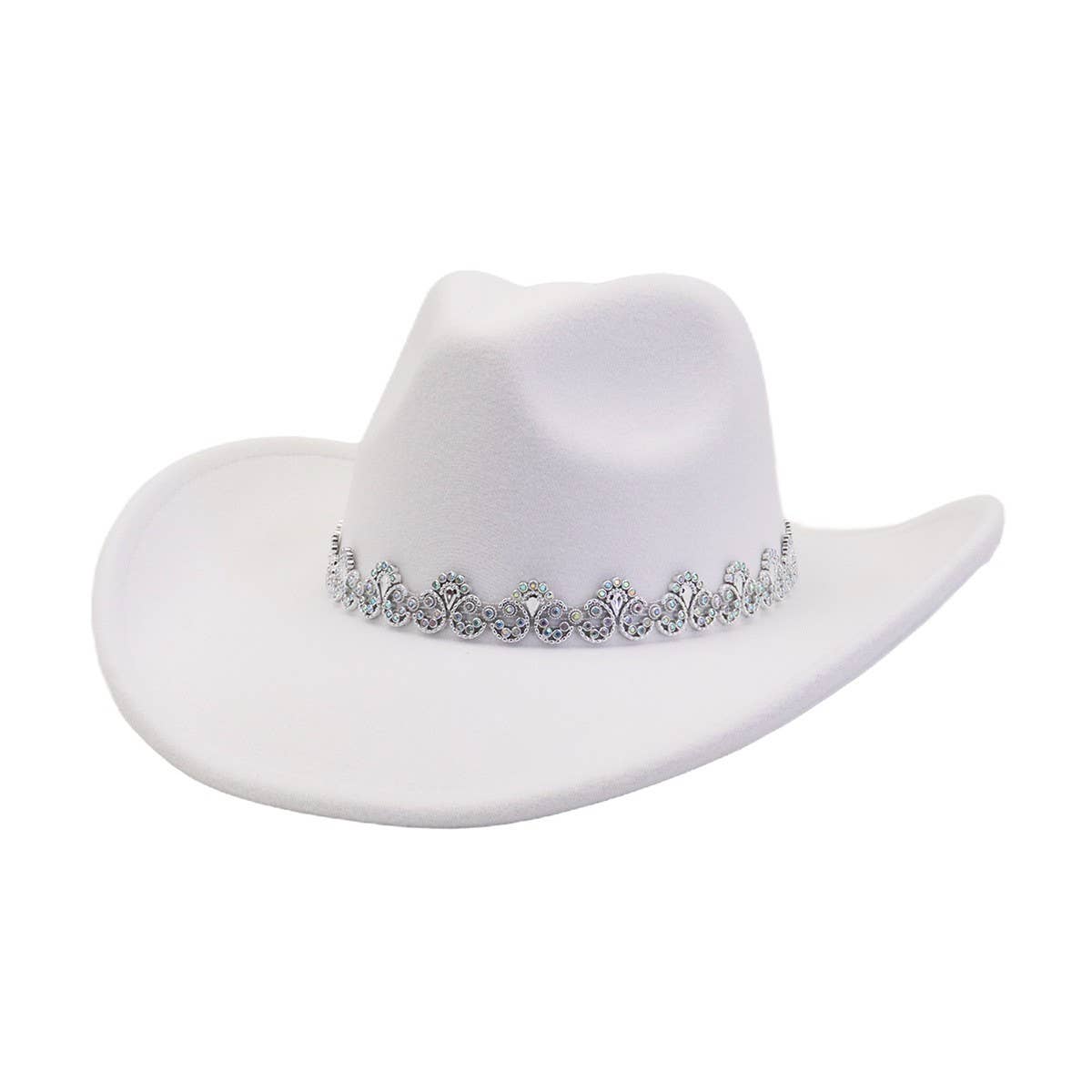 Western Rhinestone Felt Cowboy Hat for Women Men_CWAH04479