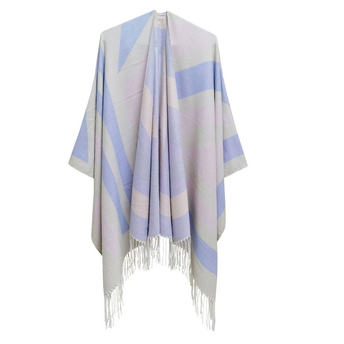 GEOMETRIC TASSEL SPLIT WARM SHAWL