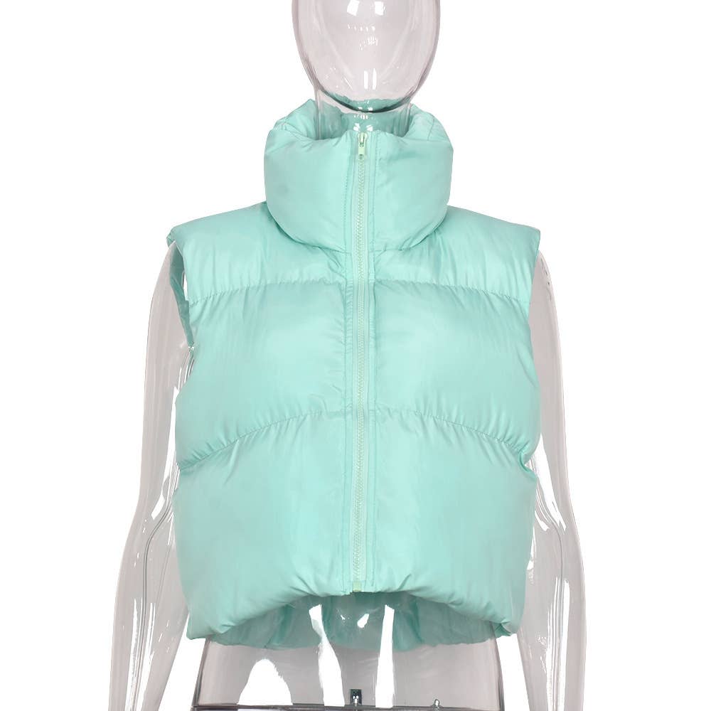 VELVET ZIPPER VEST WARM PADDED STREET COAT