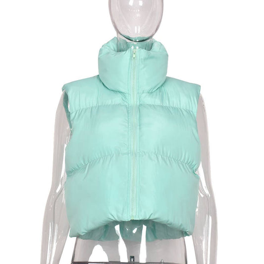 VELVET ZIPPER VEST WARM PADDED STREET COAT