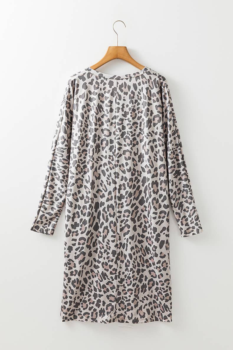 PERSONALITY TREND LEOPARD PRINT V-NECK DRESS