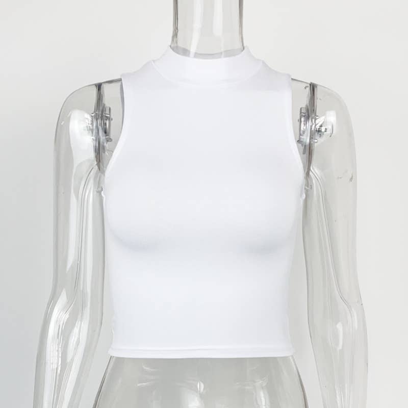 SHORT SLIM-FIT MIDRIFF HALF-NECK VEST