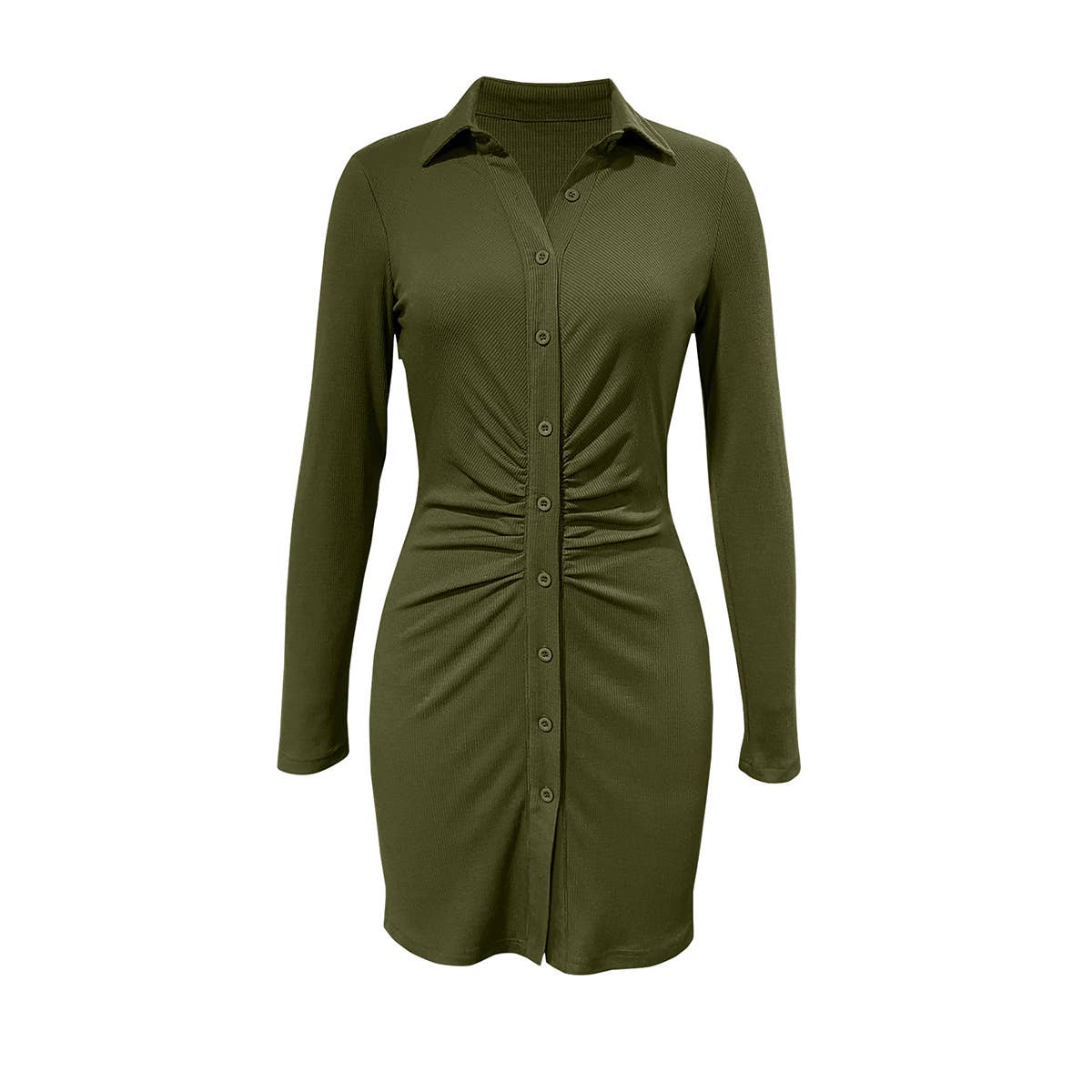 LAPEL SINGLE BREASTED WAIST KNIT DRESS