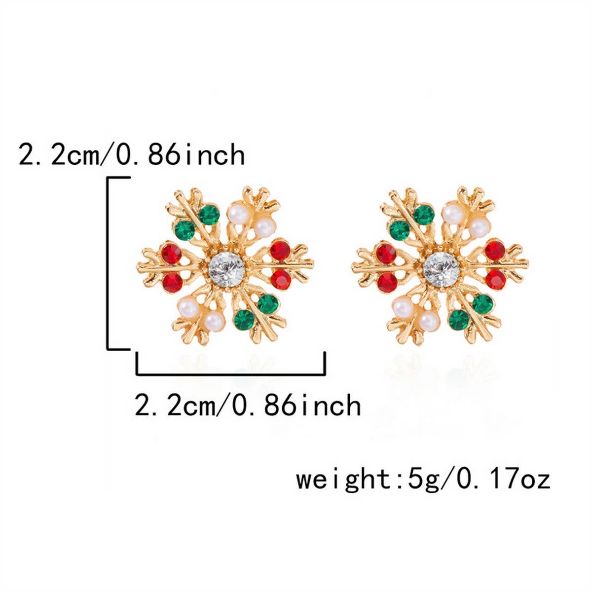 CWAJE2501_CHRISTMAS DIAMOND COLORED SNOWFLAKE EARRINGS