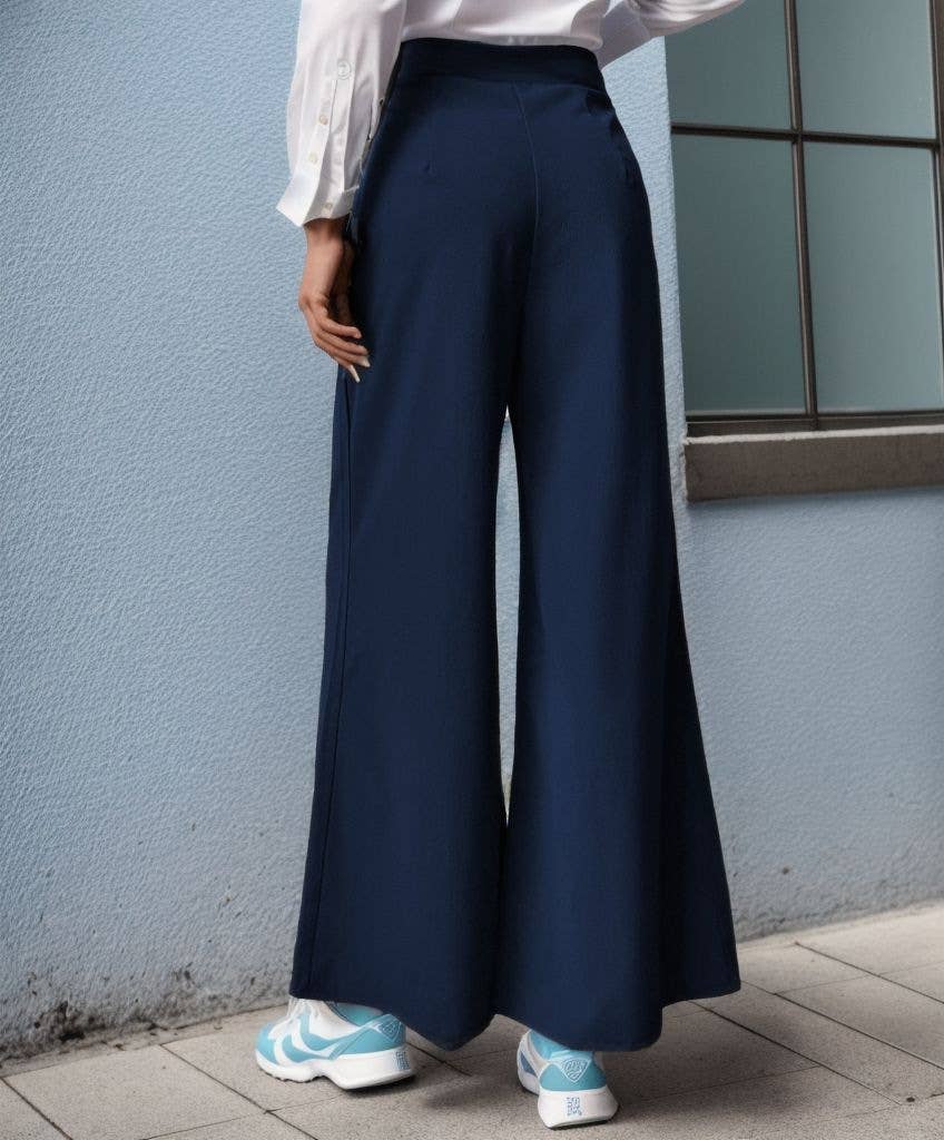 LACE-UP COMMUTER STYLE HIGH-WAISTED WIDE-LEG PANT