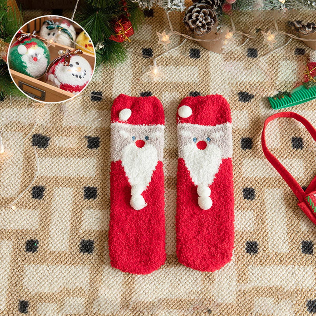 SANTA CLAUS FUZZY CHRISTMAS SOCKS GIFTS FOR WOMEN