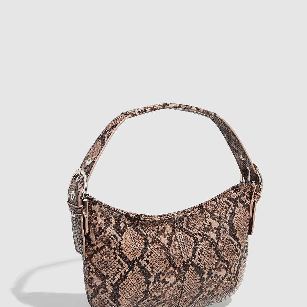 Elegant Adjustable Strap Snake Print Dumpling Bag_CWAB5689