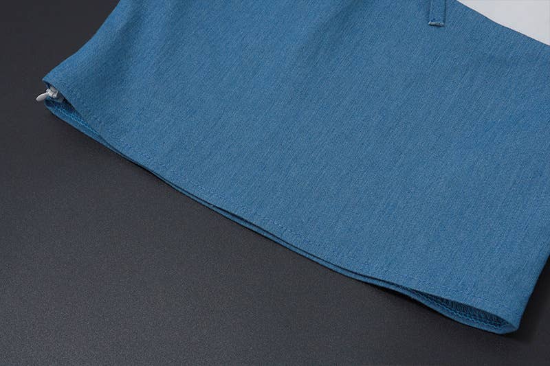 U-neck low-cut color-blocked short halter top