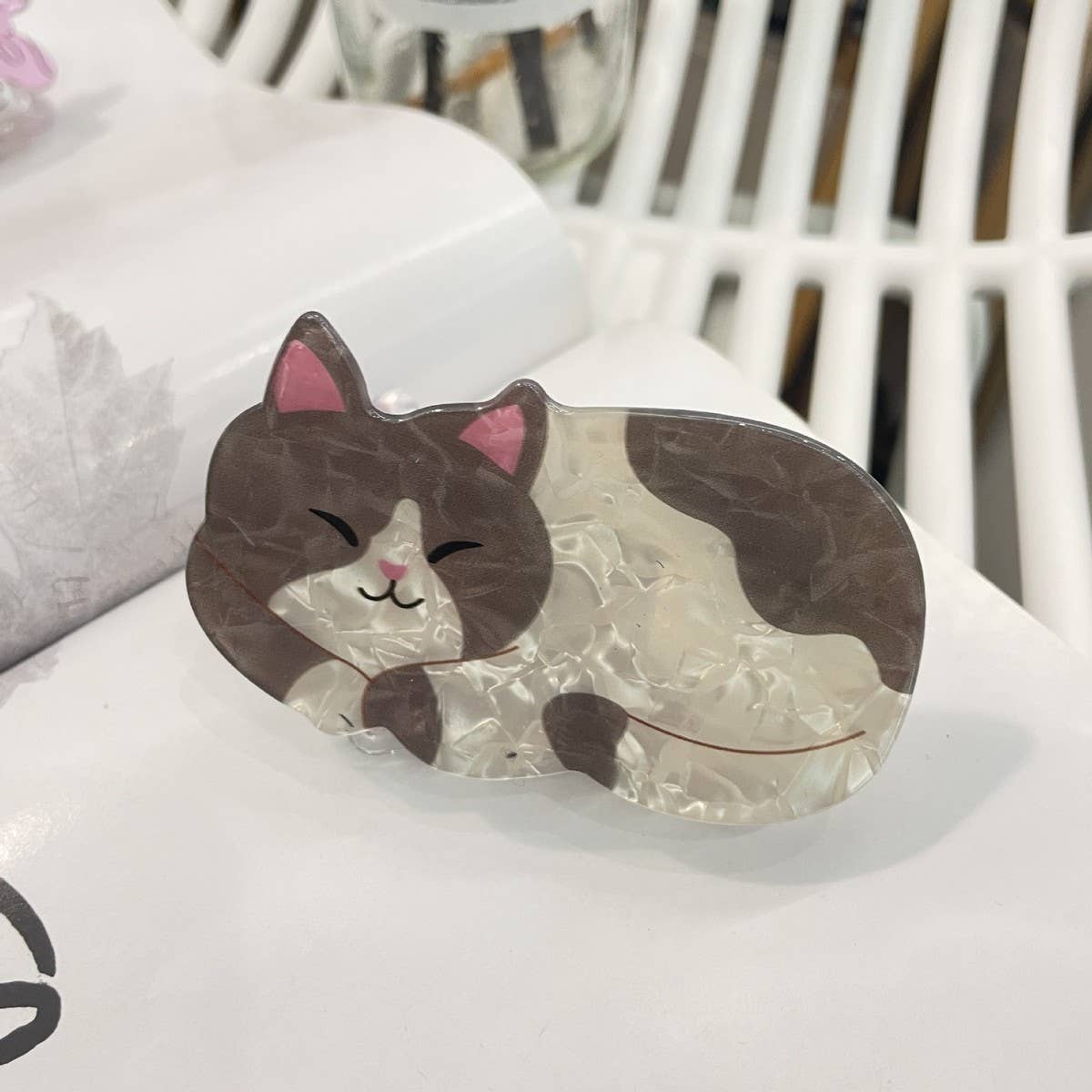 CWAHA1510_CUTE CARTOON ANIMAL CAT SWAN HAIR CLAW CLIP