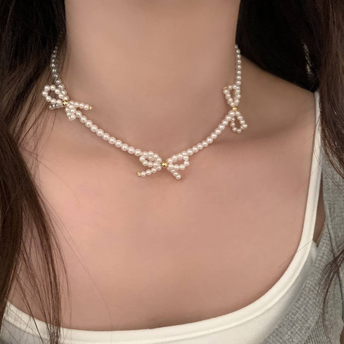 BOWKNOT NECKLACE ALL-MATCH HIGH-END PEARL NECKLACE_CWAJE3084