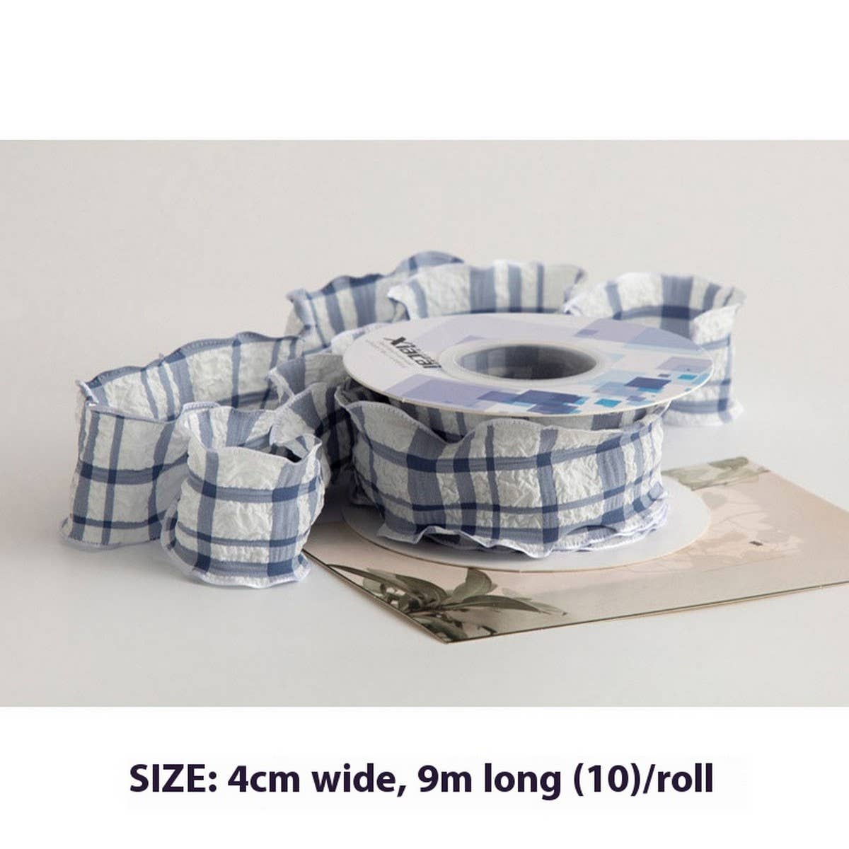 COLORFUL PUFF PLAID RIBBON FISHTAIL YARN RIBBON