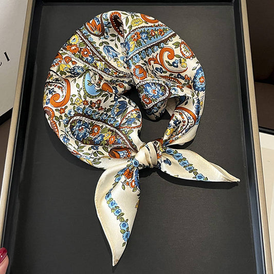 100% Silk Floral Scarf, Square, Versatile, Gift_CWASC0544