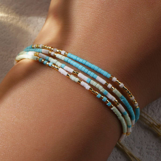 MIXED COLOR RICE BEADS STACKING DESIGN BRACELET