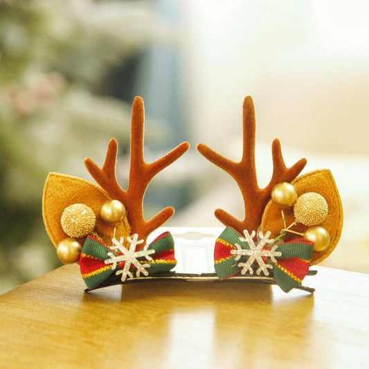 CHRISTMAS CUTE ELK ANTLER HEAD ORNAMENT HAIRPIN
