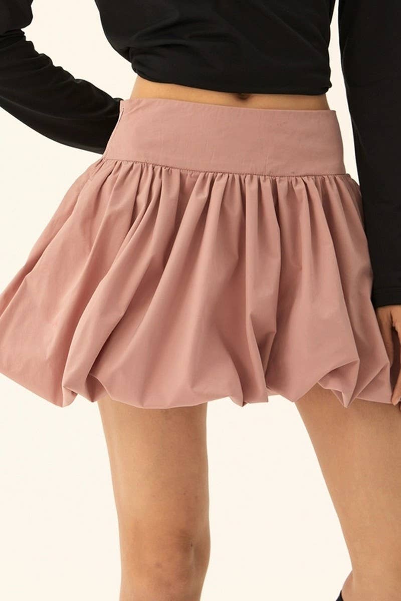 CWBSS0335_SOLID COLOR FLOWER BUD SHORT PUFFY SKIRT