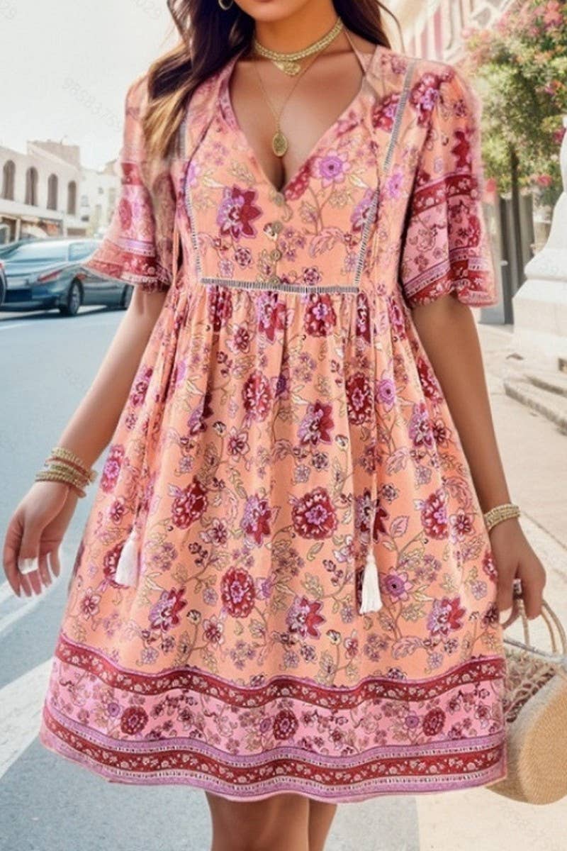 CWDSD8230_SPRING AND SUMMER LEISURE RESORT PRINT DRESS