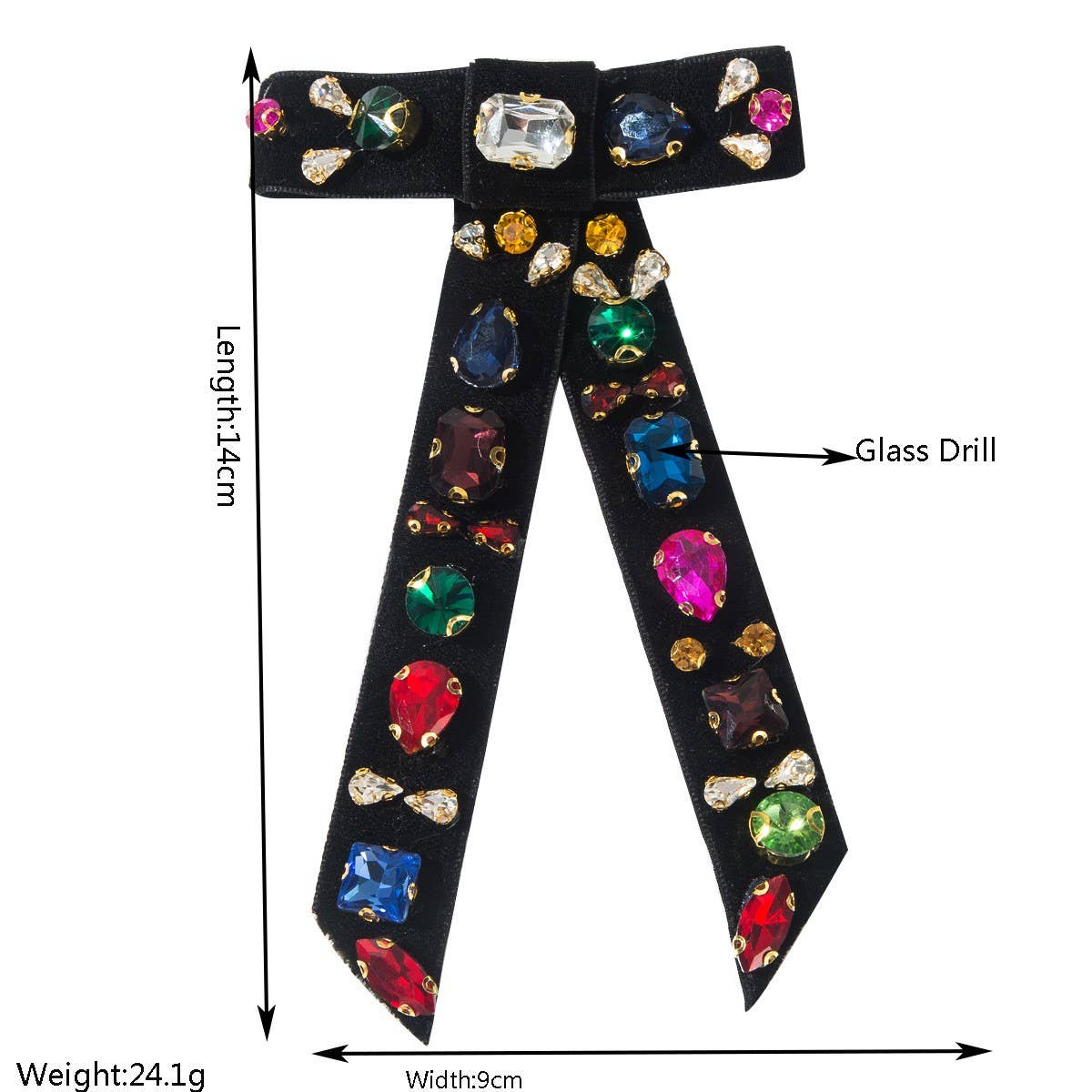 Velvet Rhinestone Bow Hair Clip for Women