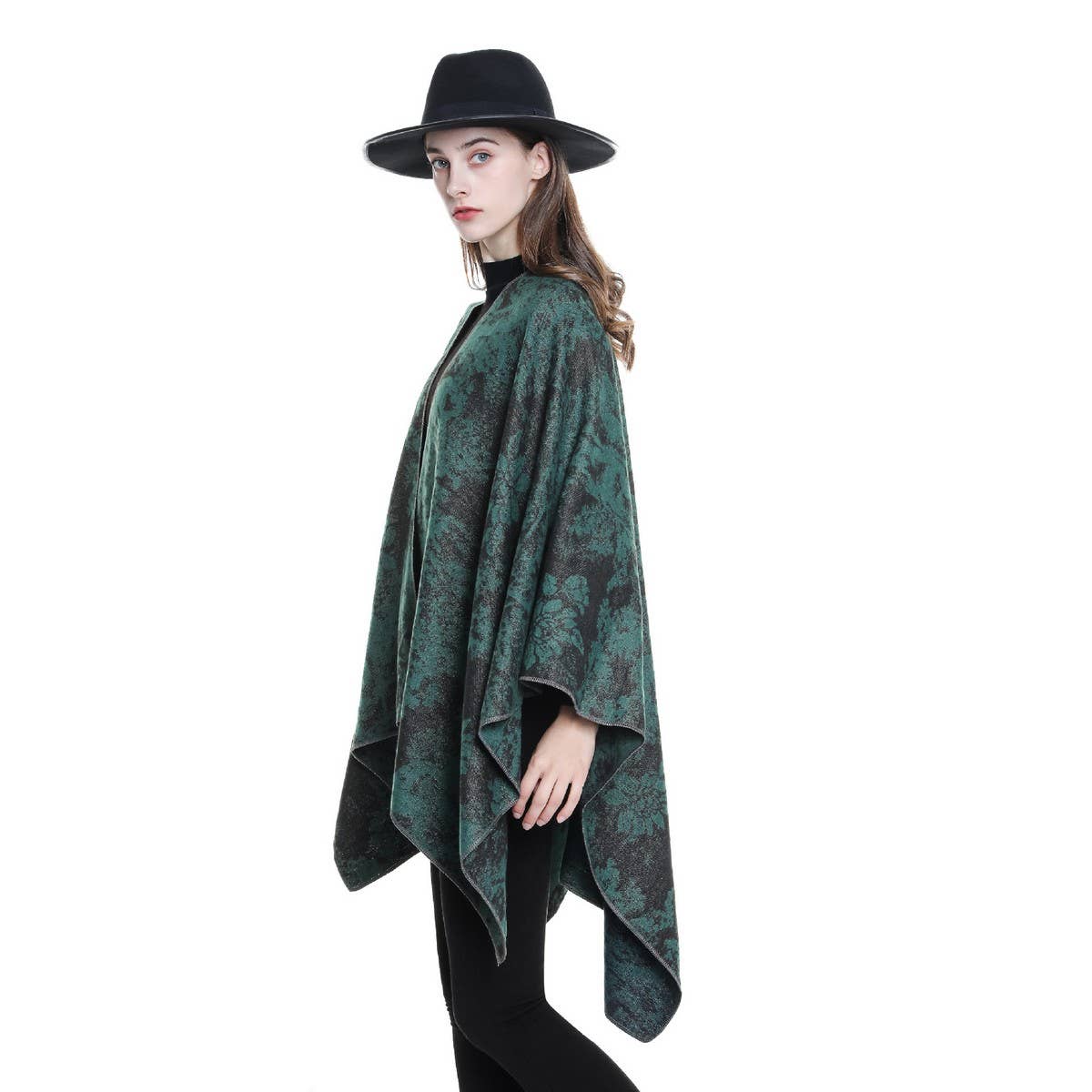NEW FASHION RETRO FLORAL SLIT SHAWL FOR WOMEN