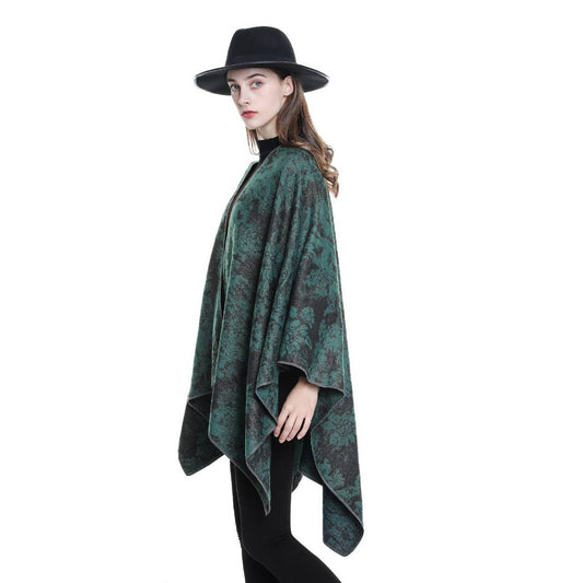 NEW FASHION RETRO FLORAL SLIT SHAWL FOR WOMEN