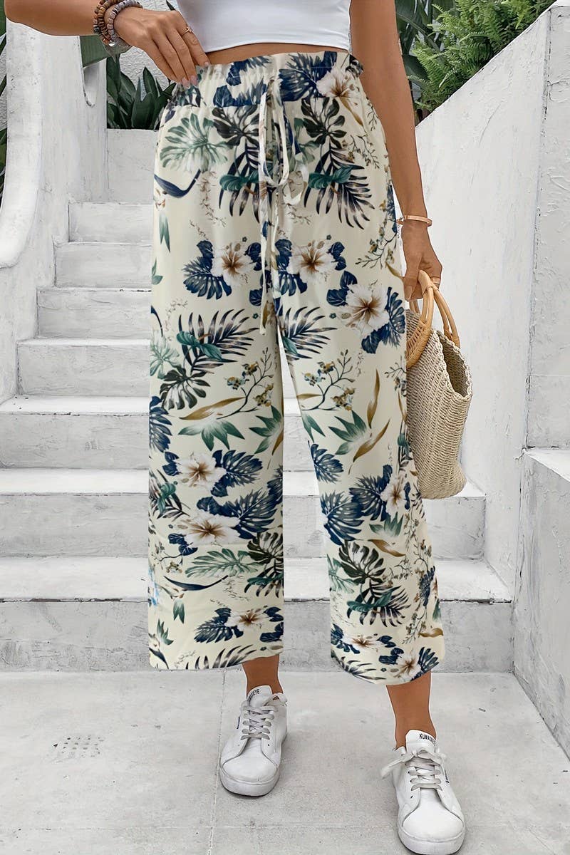 CWBLP2078_HIGH WAIST LOOSE FIT SLIM STRIPED WIDE LEG PANTS