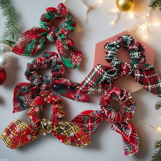 CHRISTMAS BUNNY EARS HAIR SCRUNCHIES