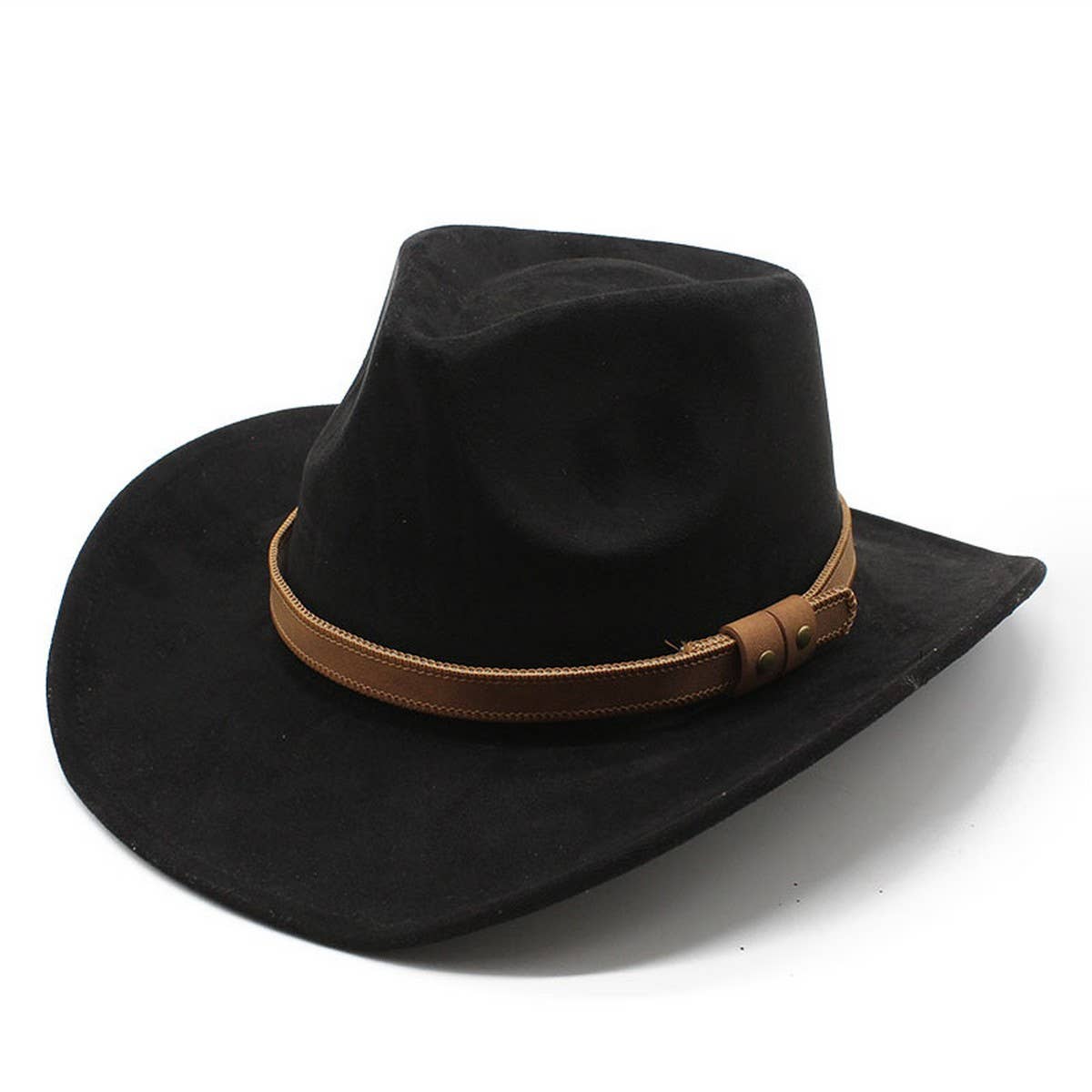 Suede Cowboy Fedora Wool Felt Hat Unisex_CWAH2521