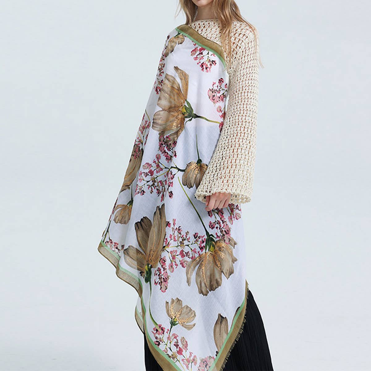 Satin Gold-Trimmed Scarf for Women ? Shawl