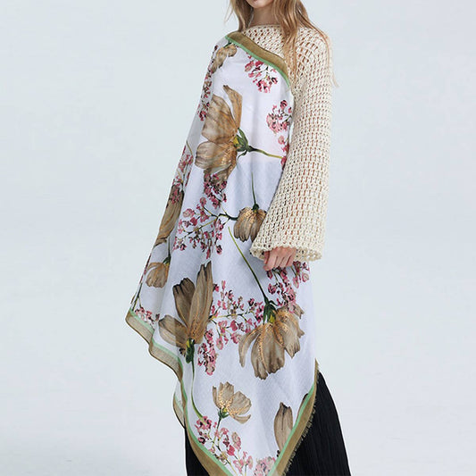 Satin Gold-Trimmed Scarf for Women ? Shawl