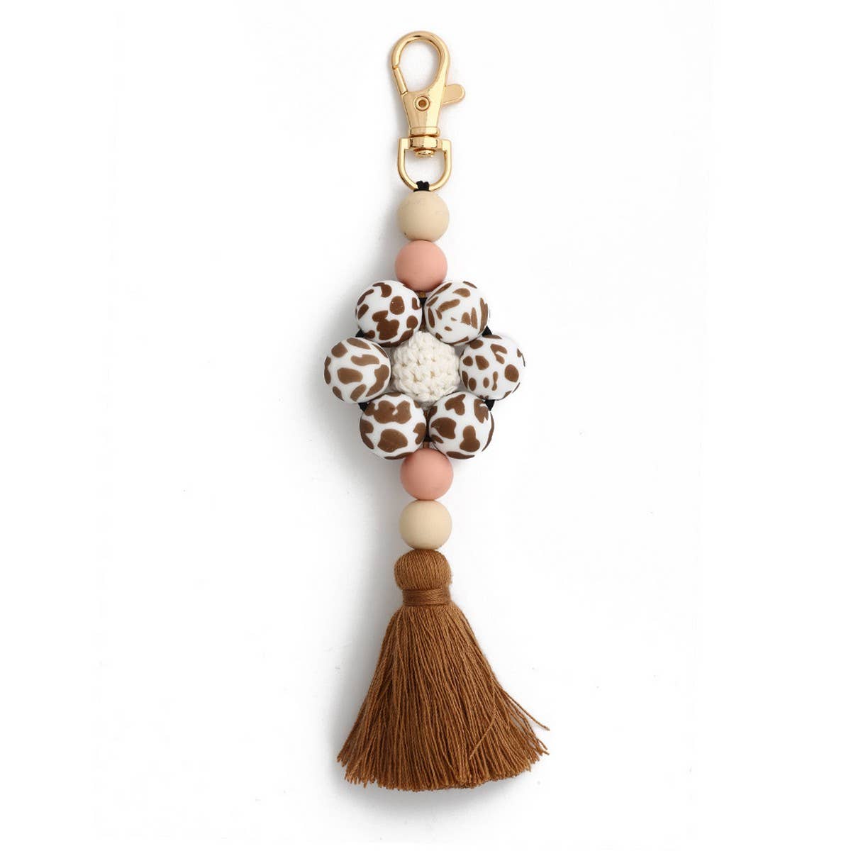 Beaded Tassel Bag Charm Creative Silicone Keychain_CWMM6864