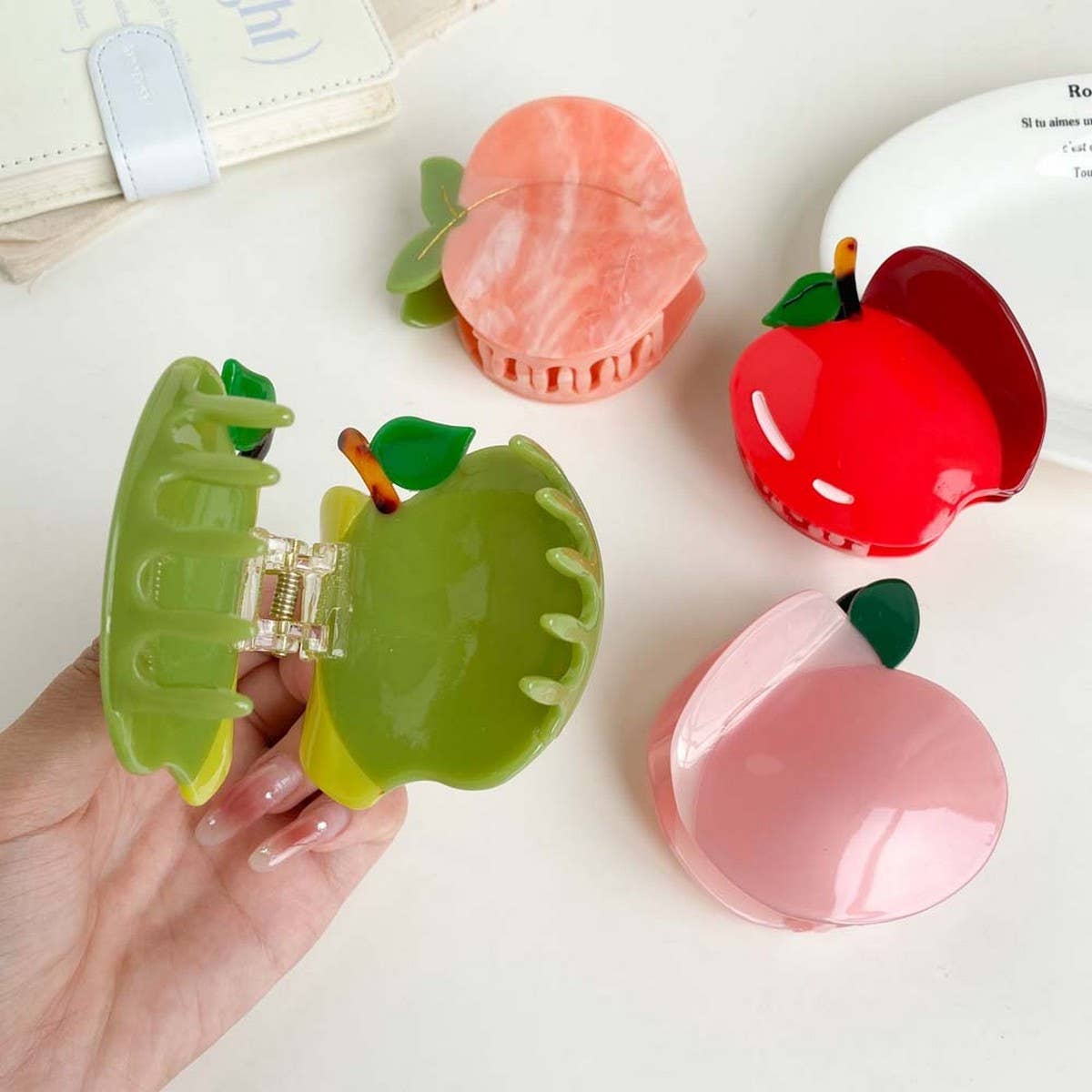 Peach & Apple Hair Claw ??Cute Summer Accessory_CWAHA5889