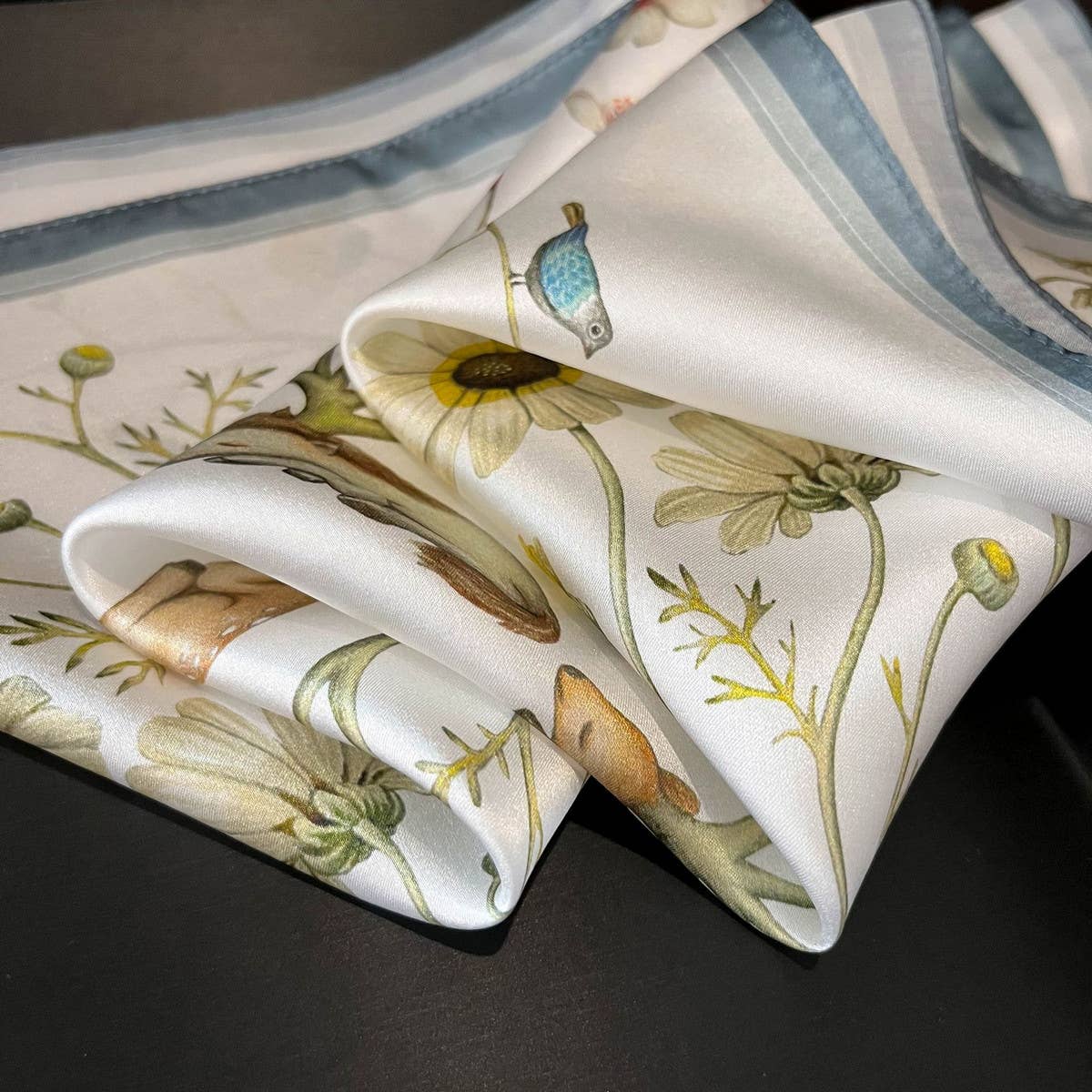 Simple Floral Silk Scarf ??100% Mulberry Silk_CWASC0552