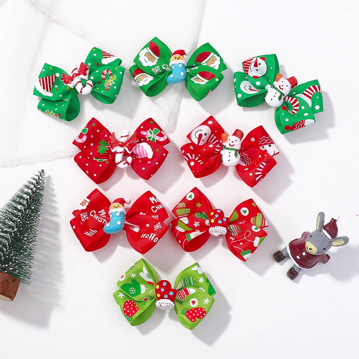 CHILDREN'S SANTA CLAUS PRINTED BOW HAIRPIN